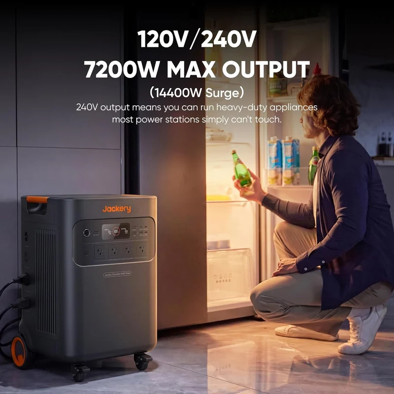 Estación de Energía Portátil Jackery Explorer 5000 Plus, 5040 Wh, 7200 W, Negro