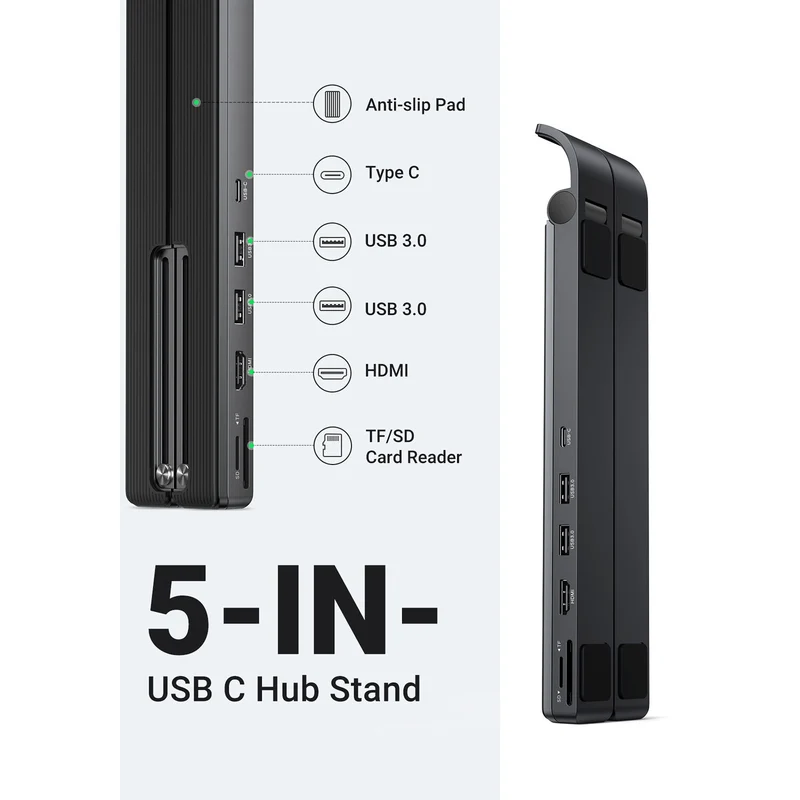 Docking Station UGREEN 5 en 1 con Soporte Regulable para Portátil