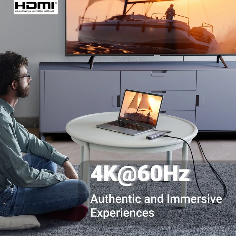 Hub USB UGREEN 7 en 1 USB-C con HDMI 4K, Ethernet y Lector SD