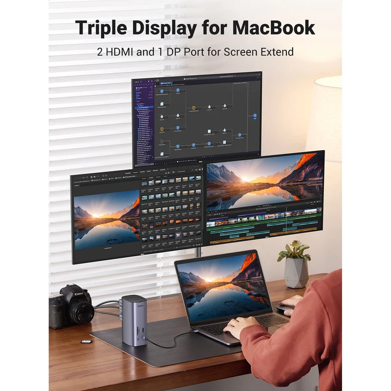 Docking Station UGREEN 12 en 1 Triple Pantalla 8K con Ethernet