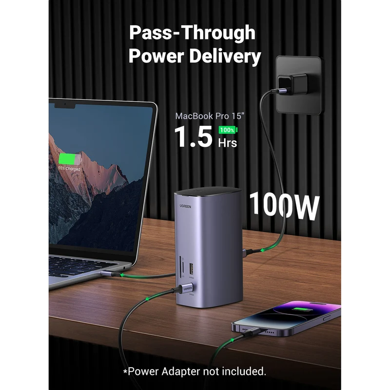 Docking Station UGREEN 12 en 1 Triple Pantalla 8K con Ethernet