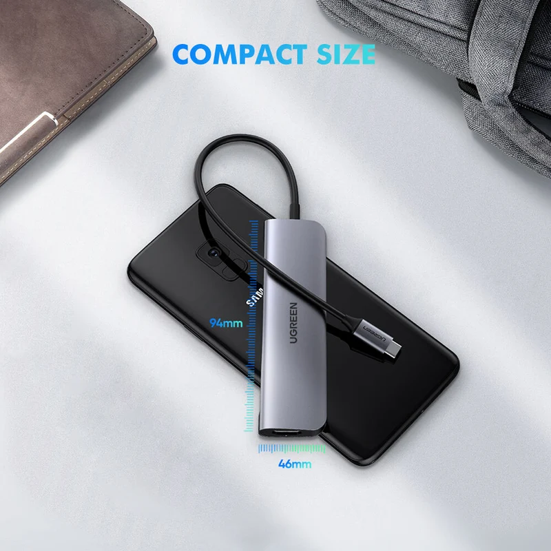 Hub USB UGREEN USB-C a HDMI con 3 Puertos USB-A y Carga 100W