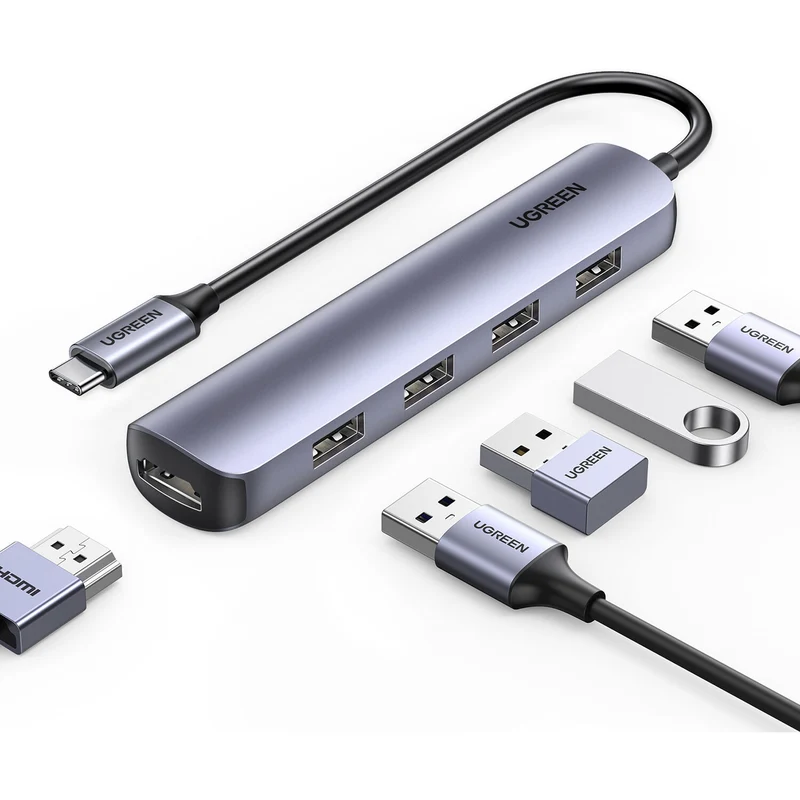 Hub USB UGREEN 5 en 1 USB-C con 4 Puertos USB-A y HDMI 4K
