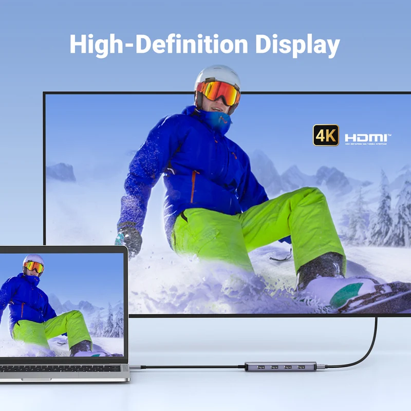 Hub USB UGREEN 5 en 1 USB-C con 4 Puertos USB-A y HDMI 4K