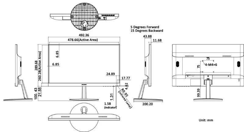Monitor Hikvision Value Series DS-D5022FN-C 21.5" VESA 75x75