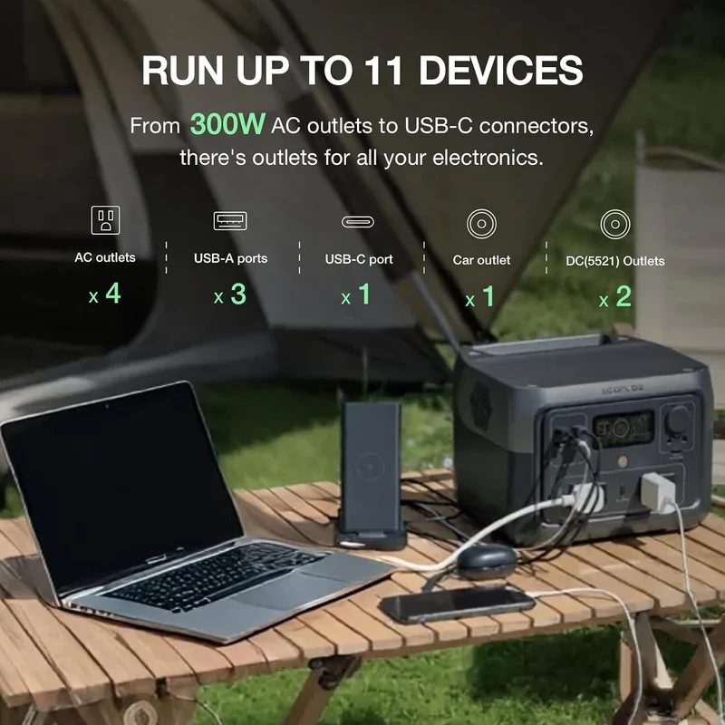 Estación de Energía Portátil EcoFlow RIVER 2 Max 500, 499 Wh, 1000 W