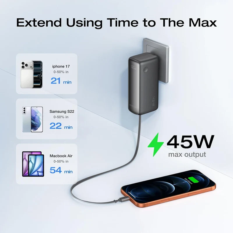 Power Bank EcoFlow RAPID, 10000 mAh, Carga 45 W, Negro