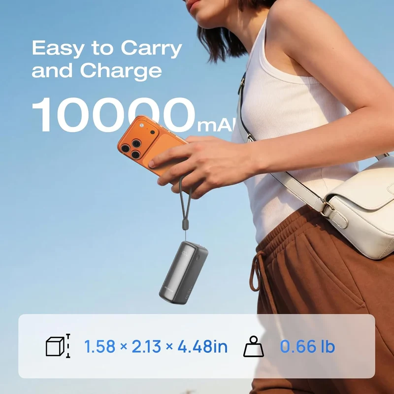 Power Bank EcoFlow RAPID, 10000 mAh, Carga 45 W, Negro