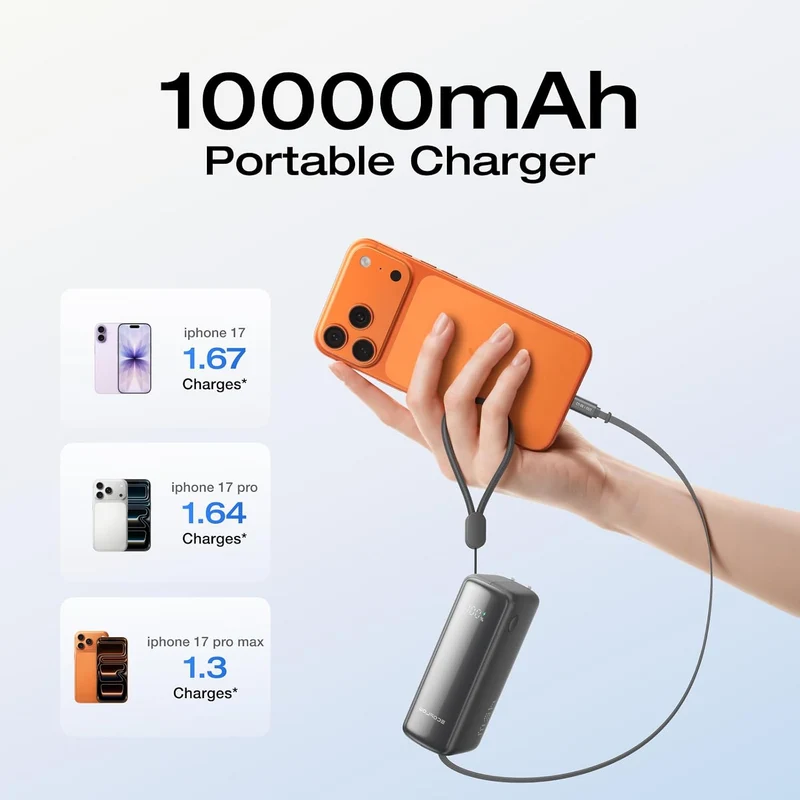 Power Bank EcoFlow RAPID, 10000 mAh, Carga 45 W, Negro