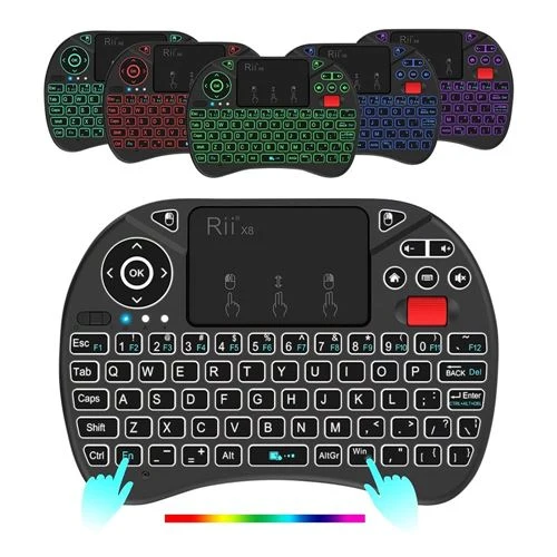 Teclado Inalámbrico Mini Riitek X8 con Touchpad RGB Negro