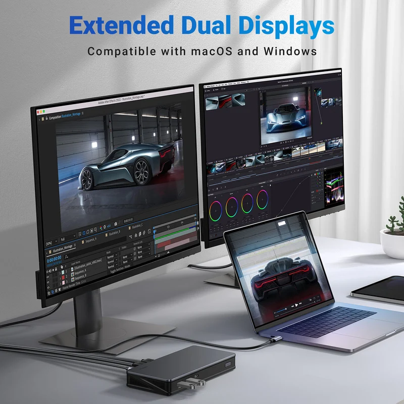 Docking Station UGREEN 9 en 1 Doble Monitor 4K 60Hz con Ethernet