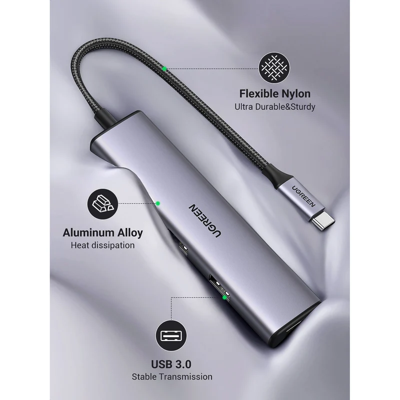 Hub USB UGREEN 4 en 1 USB-C a 4 Puertos USB-A