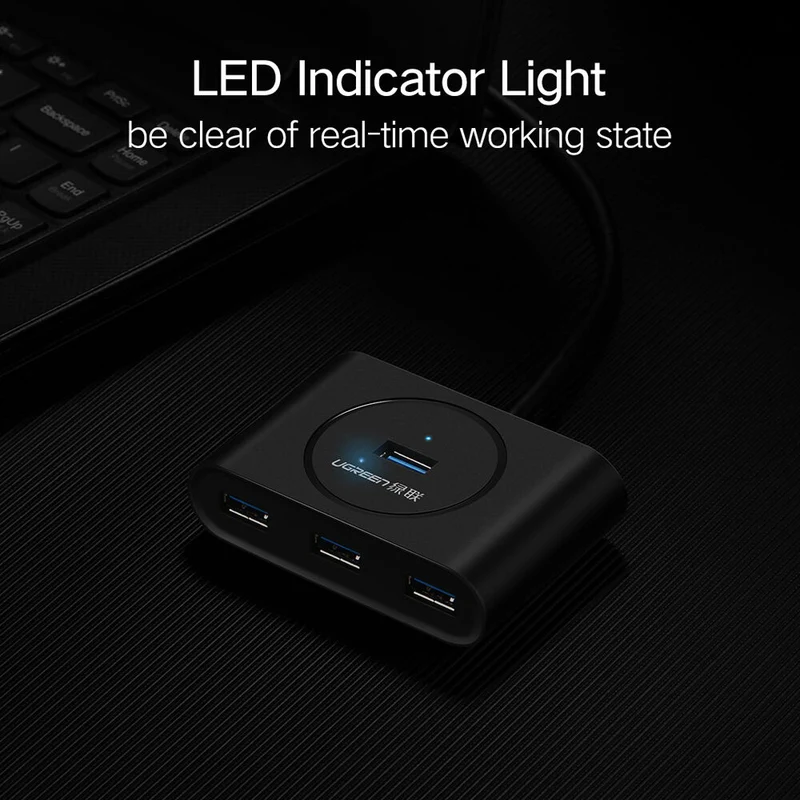 Hub USB UGREEN 4 Puertos USB-A 3.2 Gen 1 con Cable Integrado
