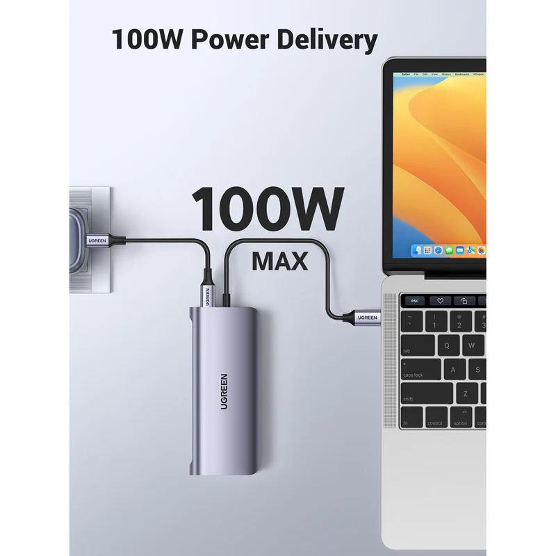 Hub USB UGREEN 10 en 1 USB-C con HDMI 4K, VGA, Ethernet y Lector SD