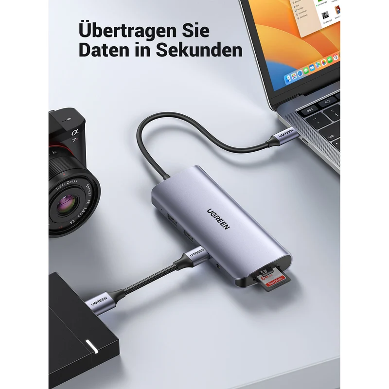 Hub USB UGREEN 10 en 1 USB-C con HDMI 4K, VGA, Ethernet y Lector SD
