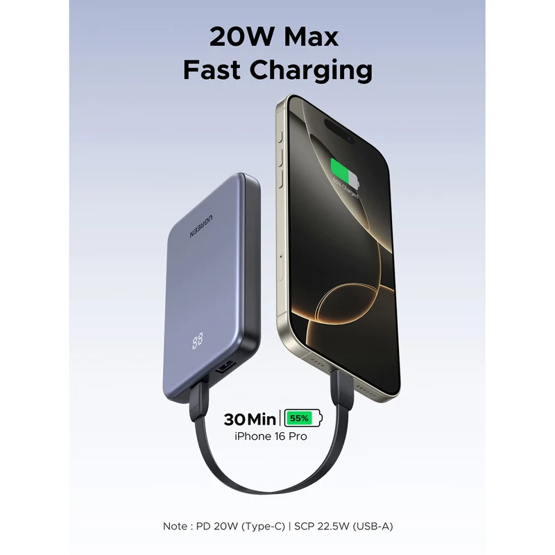 Power Bank UGREEN 10.000mAh USB-C 20W y USB-A 22,5W
