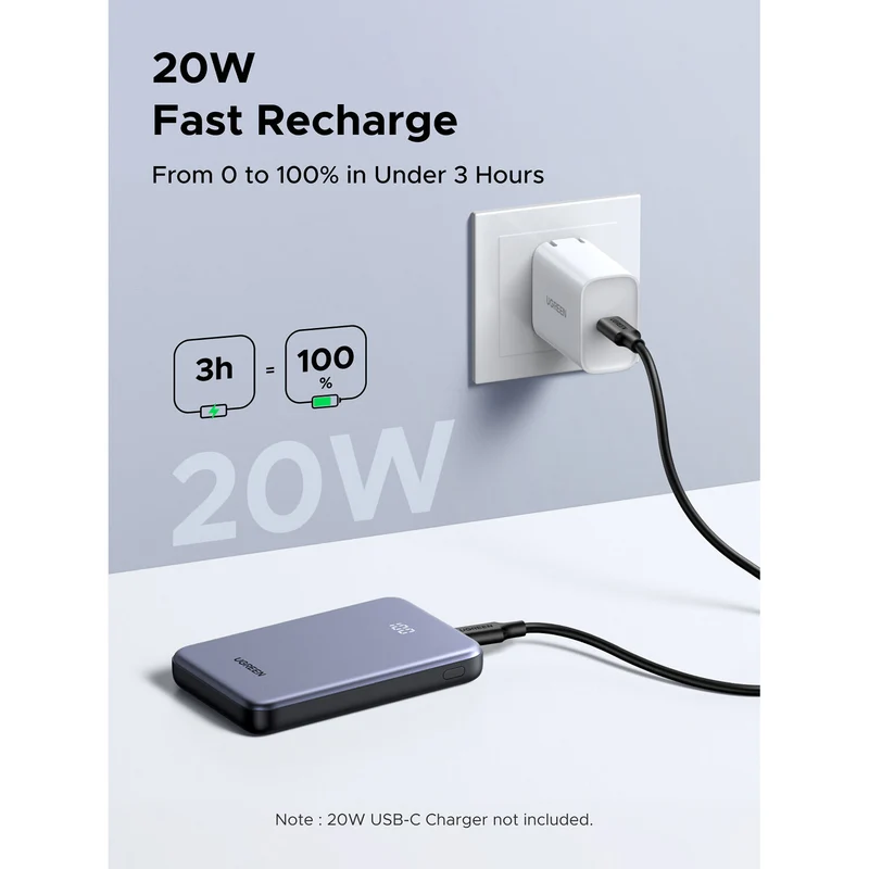 Power Bank UGREEN 10.000mAh USB-C 20W y USB-A 22,5W