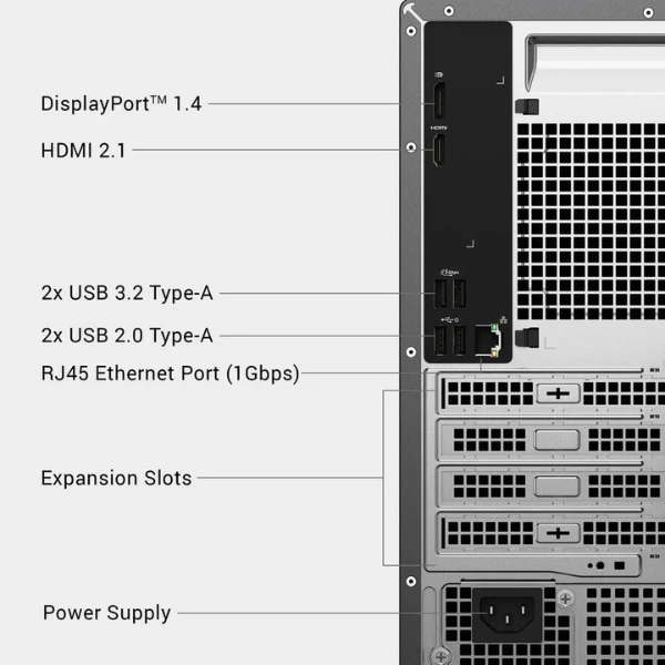 Computador Dell DT1265 AMD Ryzen 5 150 (4.55 GHz) - 16 GB DDR5 - 512 GB NVMe M.2 - AMD Radeon 660M - 180 W - Win 11 Home - Black