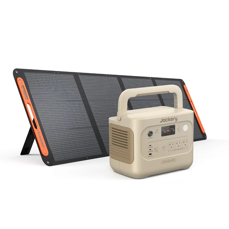 Estación de Energía Portátil Jackery HomePower 1000 v2, 1070 Wh, 1500 W, con Panel Solar de 200 W, Blanco Duna