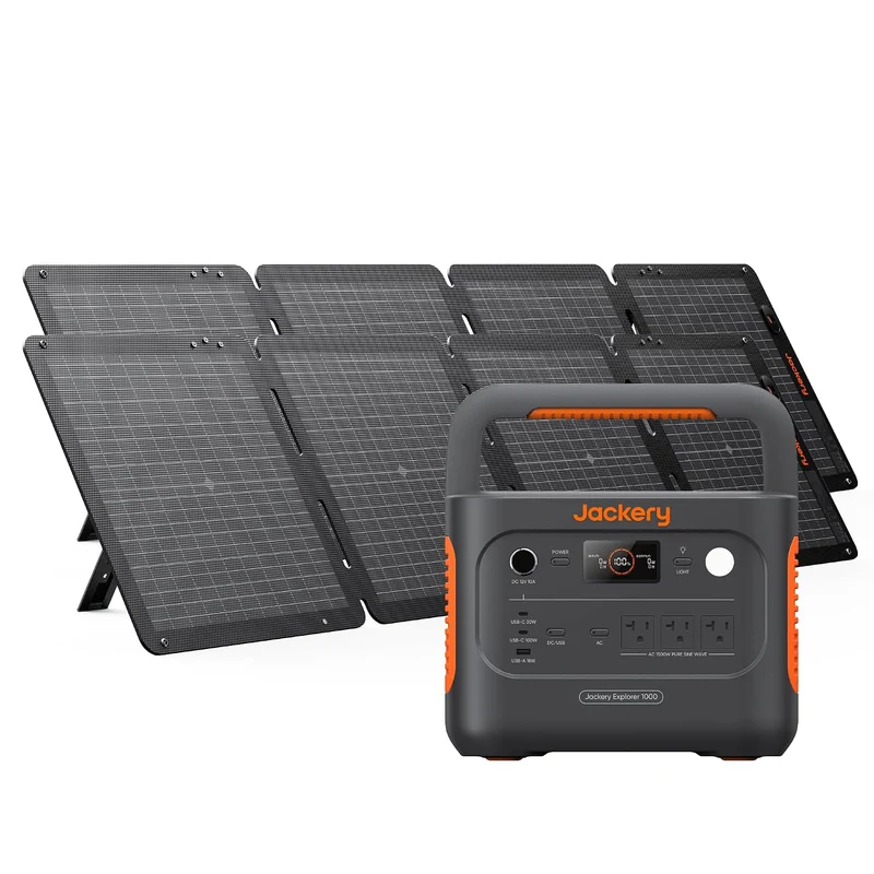 Estación de Energía Portátil Jackery HomePower 1000 v2, 1070 Wh, 1500 W, con 2 Paneles Solares de 100 W, Naranja