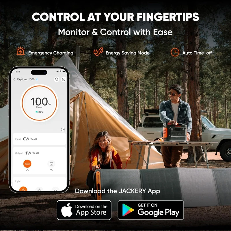 Estación de Energía Portátil Jackery HomePower 1000 v2, 1070 Wh, 1500 W, con 2 Paneles Solares de 100 W, Naranja