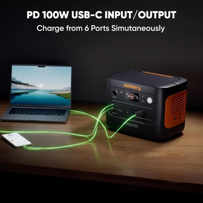 Estación de Energía Portátil Jackery HomePower 1000 v2, 1070 Wh, 1500 W, con 2 Paneles Solares de 100 W, Naranja