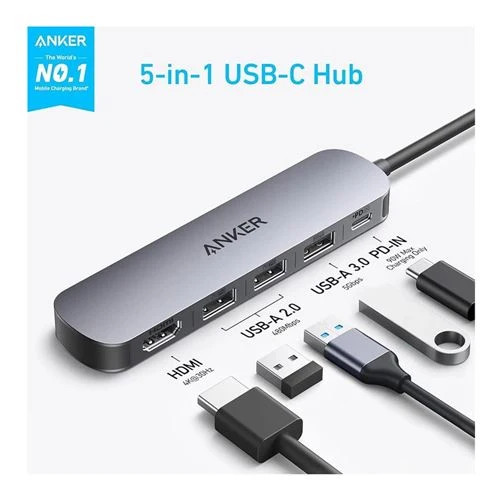 Hub USB Anker 5 en 1 USB-C con HDMI 4K