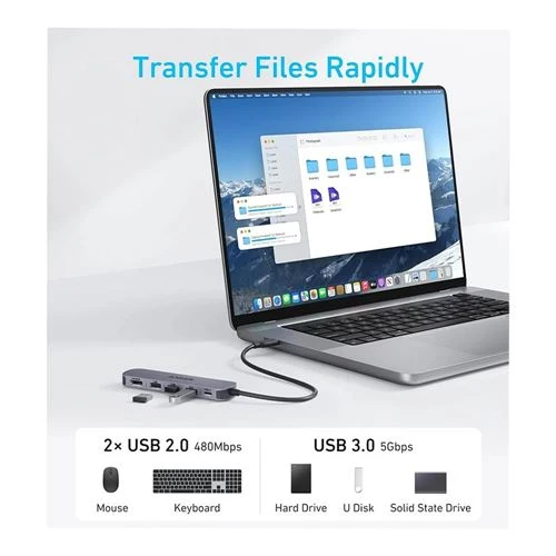 Hub USB Anker 5 en 1 USB-C con HDMI 4K