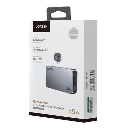 Cargador de Pared UGreen 65W Slim GaN Carga Rápida