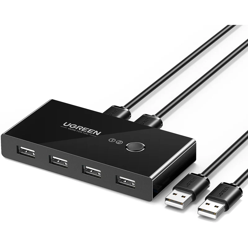 Switch USB UGreen USB 2.0 Selector 2 PC comparten 4 Dispositivos