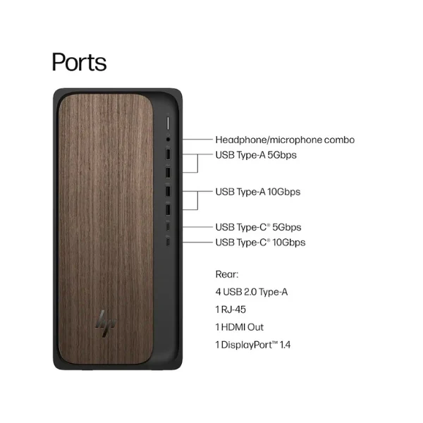 Computador HP OmniDesk Intel Core Ultra 7 265 (5.3 GHz) - 16 GB DDR5 - 1 TB NVMe M.2 - Intel Graphics - 280 W - Win 11 Home - Dark Wood