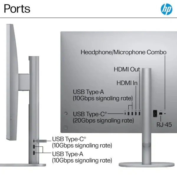 Todo en uno HP OmniStudio X 31,5" Intel Core Ultra 7 258V (4.8 GHz) - 32 GB LPDDR5X - 1 TB SSD - Intel Arc - 280 W - Win 11 Home - Meteor Silver