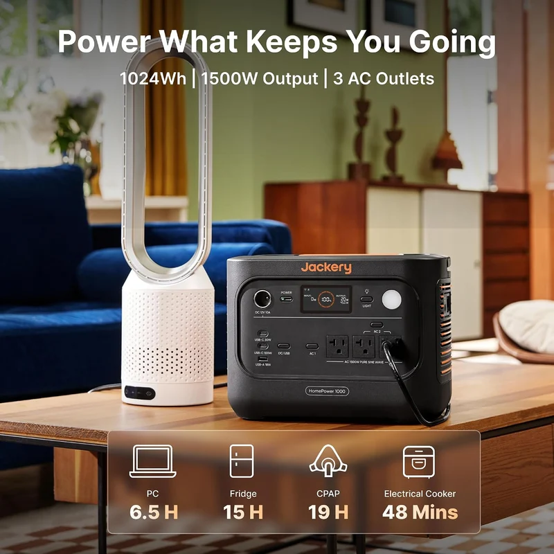 Estación de Energía Portátil Jackery HomePower 1000 v2, 1024 Wh, 1500 W