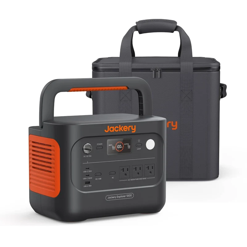 Estación de Energía Portátil Jackery Explorer 1000 v2, 1070 Wh, 1500 W, con Bolso de Transporte