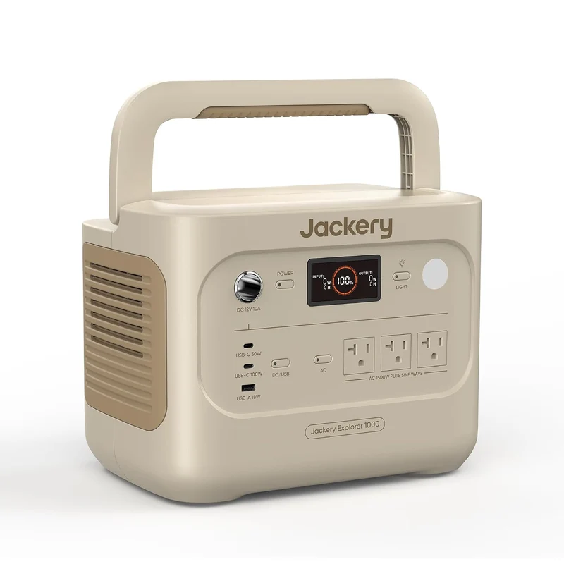 Estación de Energía Portátil Jackery Explorer 1000 v2, 1070 Wh, 1500 W, Blanco Duna