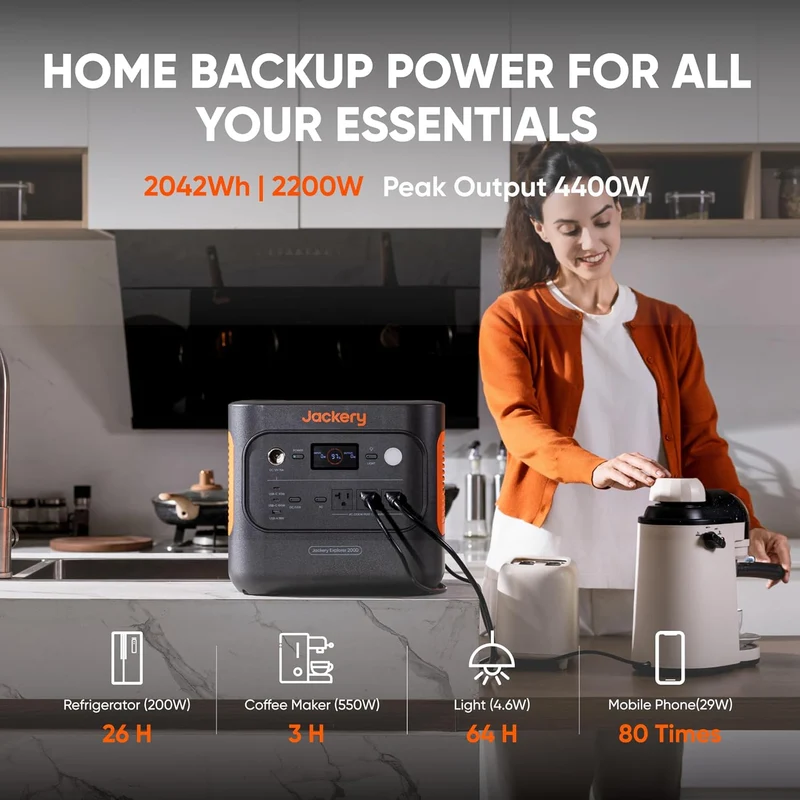 Estación de Energía Portátil Jackery Explorer 2000 v2, 2042 Wh, 2200 W