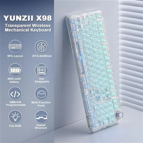 Teclado Mecanico Yunzii X98 QMK/VIA Snow Blanco