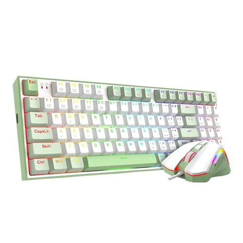 Combo Teclado y Mouse Mecanico Gaming Redragon S134 Compacto RGB Blanco
