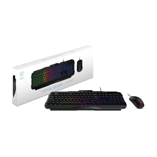 Combo Teclado y Mouse Gaming MSI Forge GK100 RGB Negro
