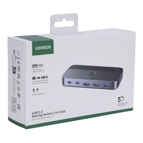 Switch USB-A UGreen 2x4 Compartir 4 Dispositivos entre 2 Equipos