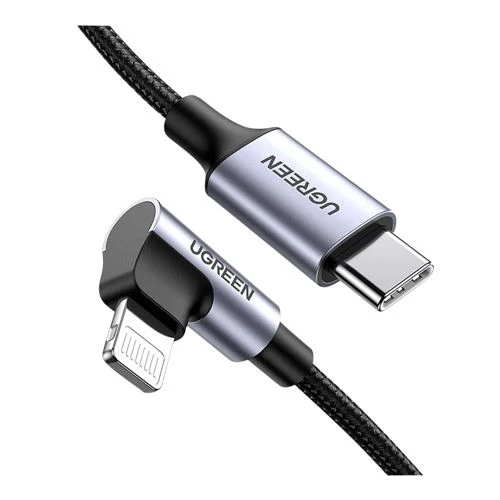 Cable USB-C a Lightning UGreen MFi 90 Grados Trenzado 2m Negro