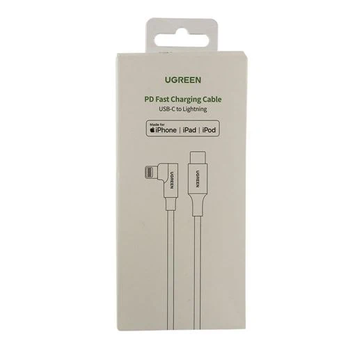 Cable USB-C a Lightning UGreen MFi 90 Grados Trenzado 2m Negro