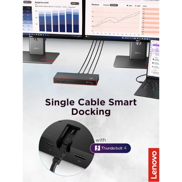 Dock Station Lenovo ThinkPad Thunderbolt 4 Smart Dock Gen 2 7500 - USB-C - 40Gbps - 100W - 40BE0135US