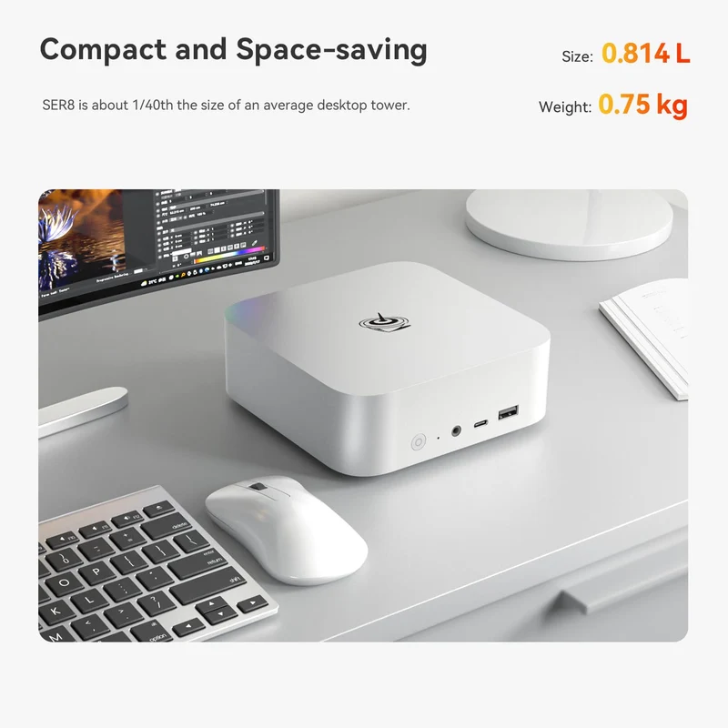 Mini PC Beelink SER8 32 GB RAM 500 GB SSD, con AMD Ryzen 7 8745HS
