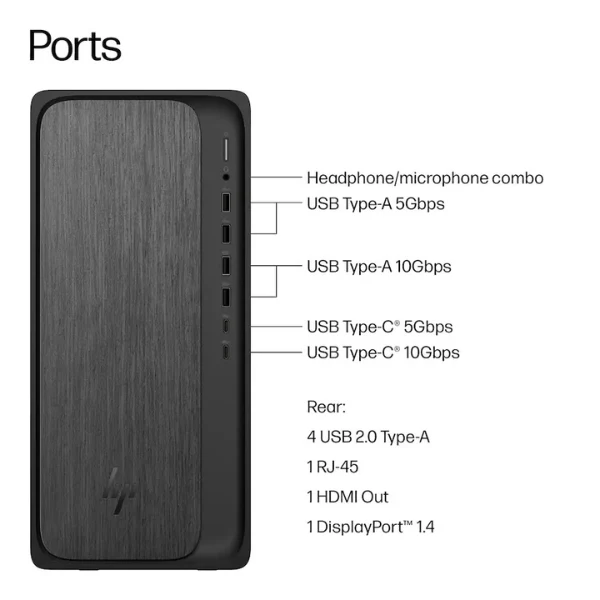 Computador HP OmniDesk AMD Ryzen 7 8700G (5.1 GHz) - 16 GB DDR5 - 1 TB NVMe M.2 - AMD Radeon 780M - 280 W - Win 11 Home - Gray Wood