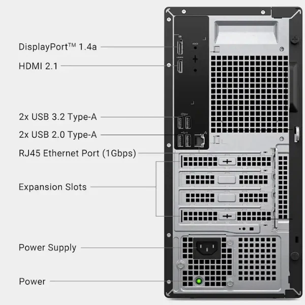 Computador Dell Desktop Intel Core Ultra 5 225 (4.9 GHz) - 16 GB DDR5 - 1 TB NVMe M.2 - Intel UHD Graphics - 180 W - Win 11 Home - Black