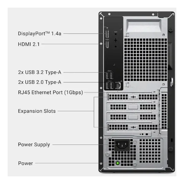 Computador Dell Desktop Intel Core Ultra 7 265 (5.3 GHz) - 32 GB DDR5 - 2 TB SSD - Intel UHD Graphics - 180 W - Win 11 Home - Black
