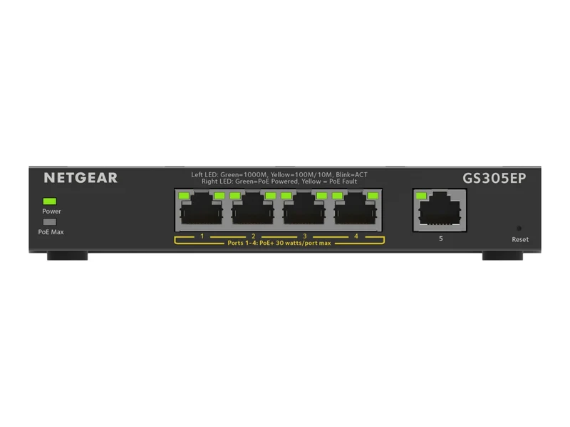 Switch de Red Netgear 5-Port Gigabit Ethernet SOHO Smart Managed Plus PoE Switch