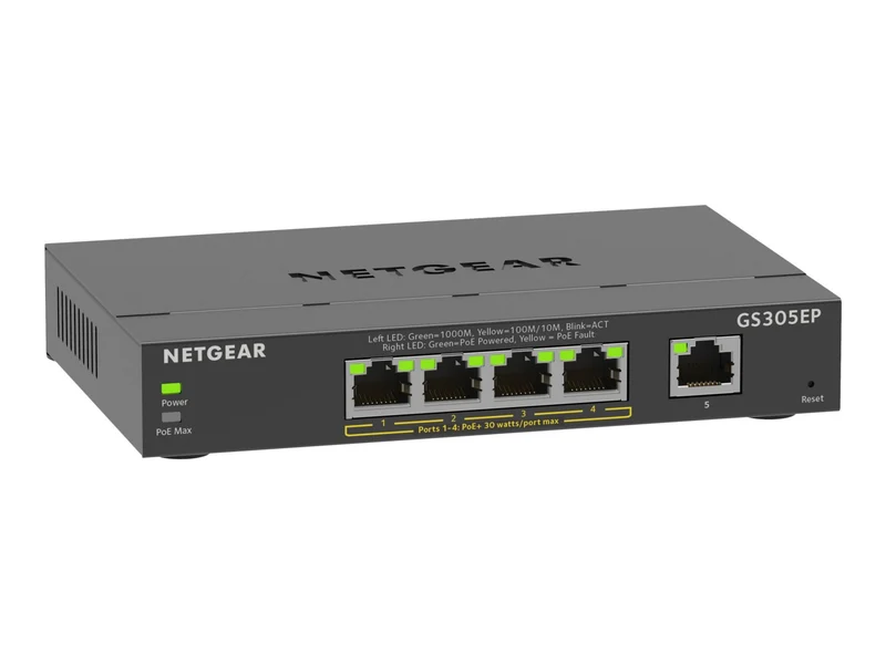 Switch de Red Netgear 5-Port Gigabit Ethernet SOHO Smart Managed Plus PoE Switch