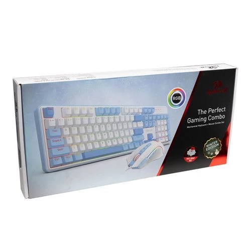 Combo Teclado y Mouse Mecanico Gaming Redragon S139 Hot-Swap Blanco y Azul